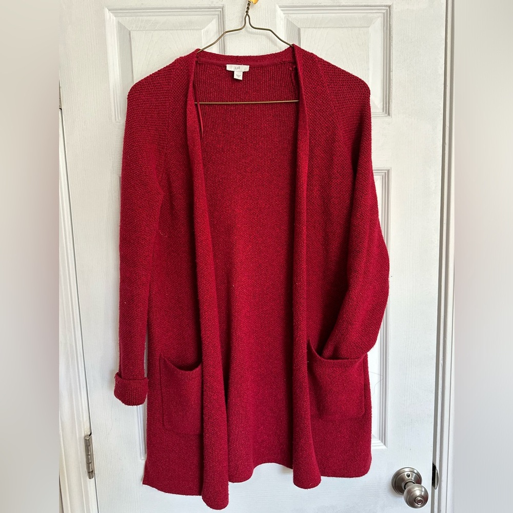 J. Jill Rich Red Open Front Cardigan
